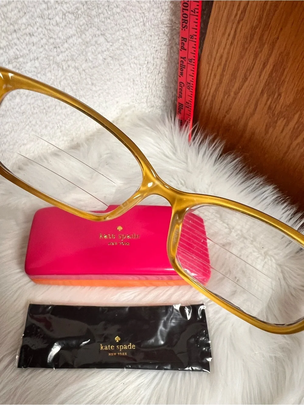 kate spade Brown Tortoiseshell Women’s Eyeglasses with Hot Pink and Orange Case